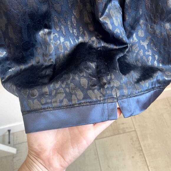 Vintage Versace Versatile Black Navy Cheetah Leopard 90s Dress Cocktail Large 42 - Picture 9 of 10